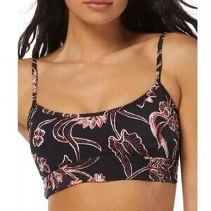 SUNDAZED JUNIORS XS BIKINI TOP GIANNA FLORAL PRINTED MIDLINE BLACK NEW!